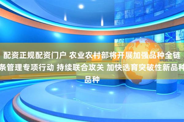配资正规配资门户 农业农村部将开展加强品种全链条管理专项行动 持续联合攻关 加快选育突破性新品种